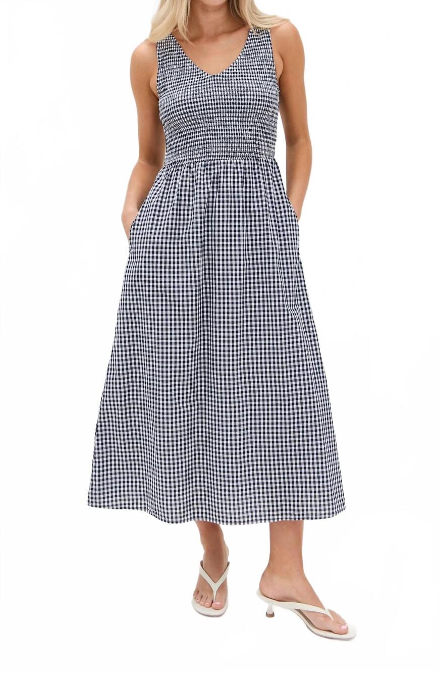NEW MAREA women's cora dress in navy gingham